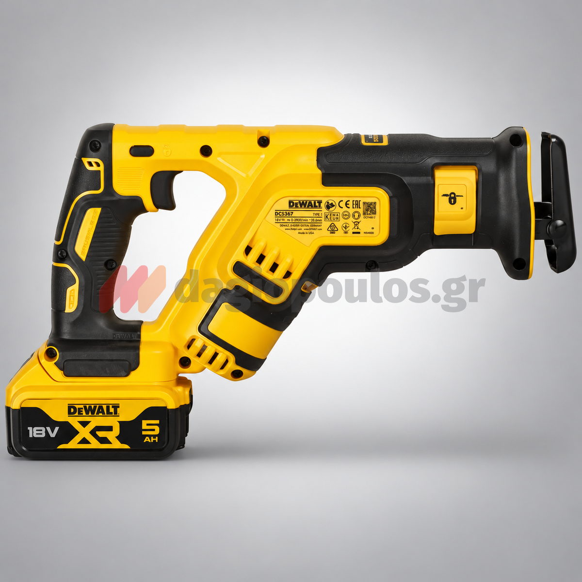 DeWalt DCS367P2-QW Brushless Σπαθοσέγα (Σεγάτσα) Μπαταρίας XR 18V Li-Ion Με 2 Μπατ.5.0Ah-Φορτιστή-Βαλίτσα T-Stak