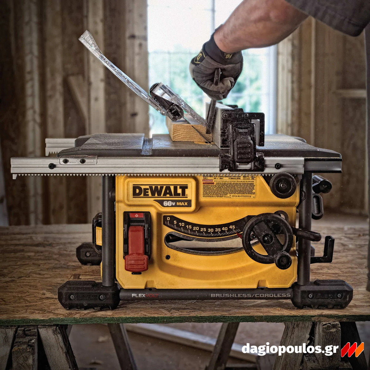 DeWalt DCS7485T2-QW Brushless Δισκοπρίονο Πάγκου Μπαταρίας 54V Flexvolt 210mm Με 2 Μπατ.6.0Ah