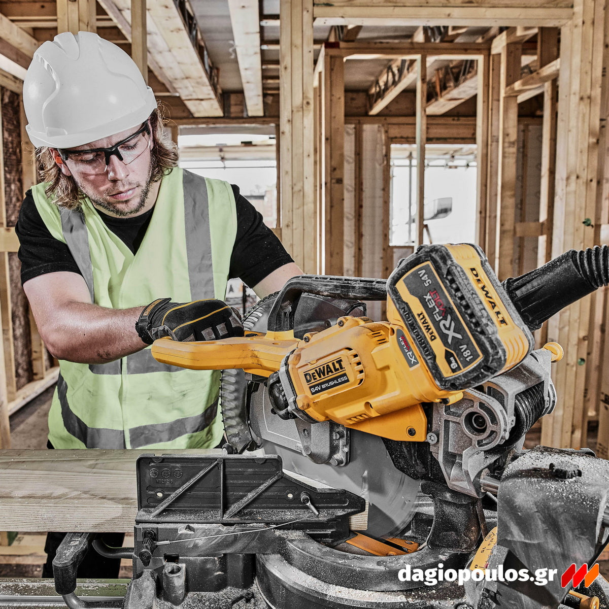 DeWalt DCS781X2-QW Brushless Φαλτσοπρίονο Πάγκου Συρόμενο (Radial) Μπαταρίας 54V XR FLEXVOLT 305mm Με 2 Μπατ.9.0Ah