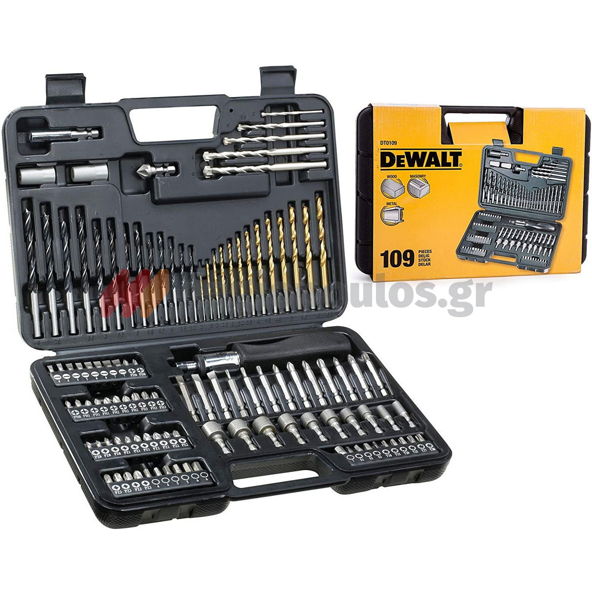 DeWalt DT0109 Συλλογή Κατσαβίδι Χειρός Μύτες Τρυπάνια Σετ 109 Τεμ.
