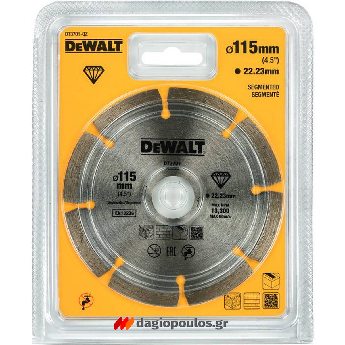 DeWalt DT3701-QZ Δίσκος Διαμαντέ (Διαμαντόδισκος) Κοπής Δομικών Υλικών 115mm