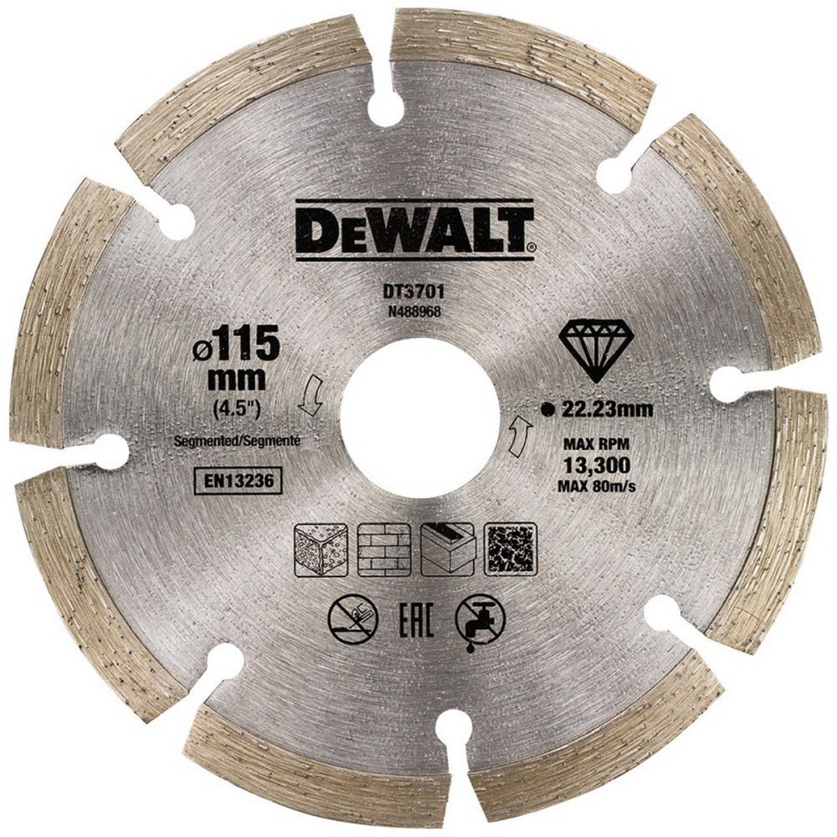 DeWalt DT3701-QZ Δίσκος Διαμαντέ (Διαμαντόδισκος) Κοπής Δομικών Υλικών 115mm