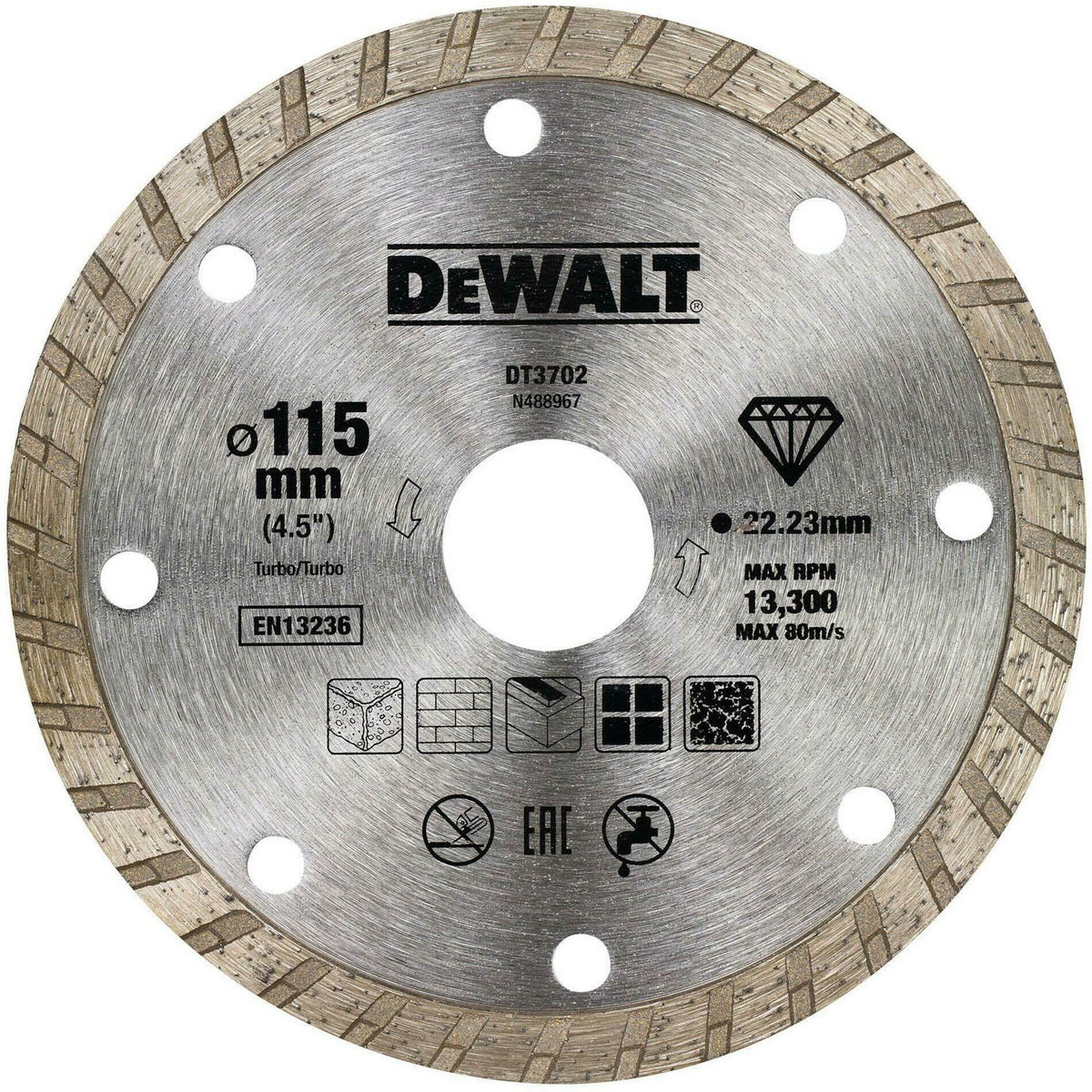 DeWalt DT3702-QZ Δίσκος Διαμαντέ (Διαμαντόδισκος) Κοπής Δομικών Υλικών 115mm