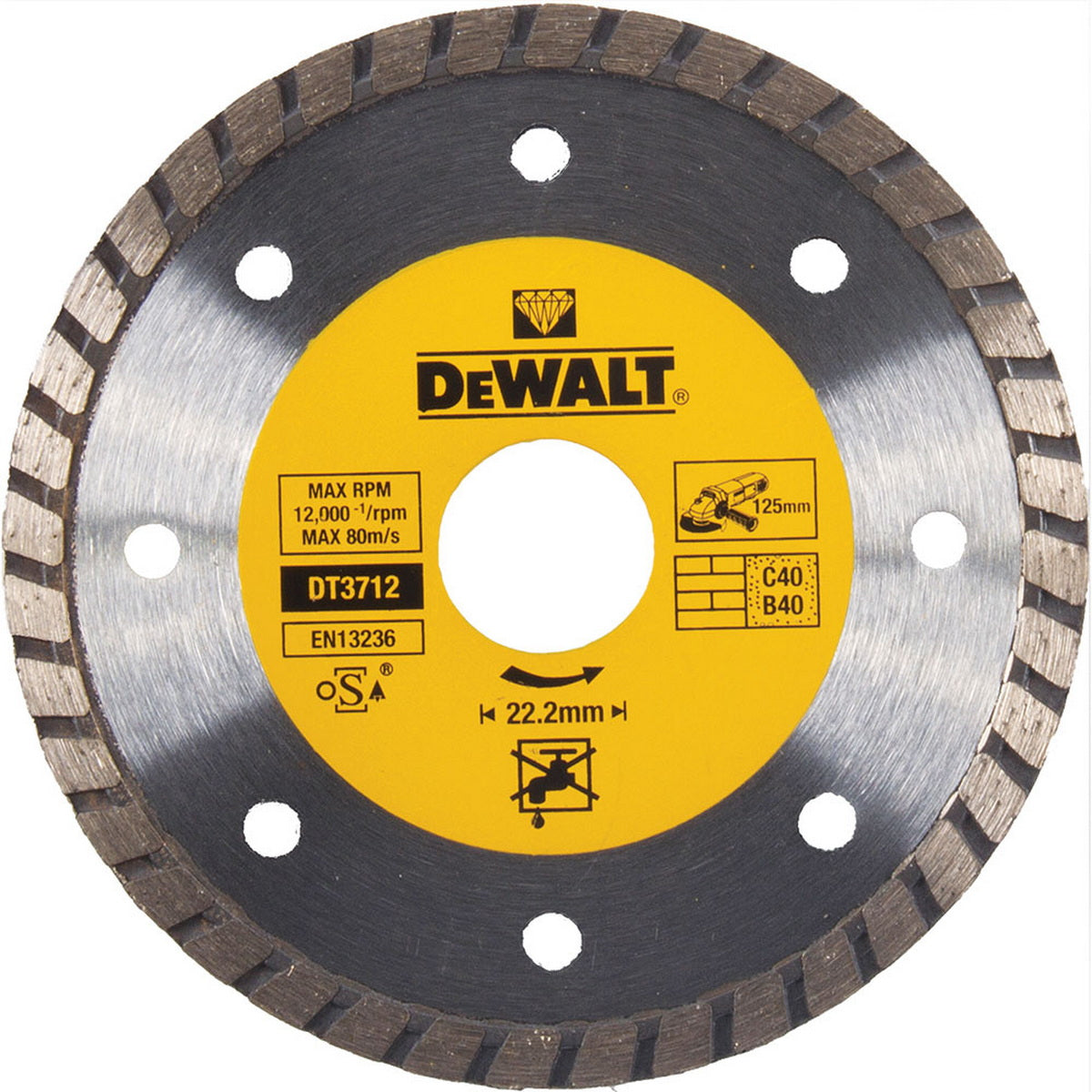 DeWalt DT3702-QZ Δίσκος Διαμαντέ (Διαμαντόδισκος) Κοπής Σκληρών Δομικών Υλικών 115mm
