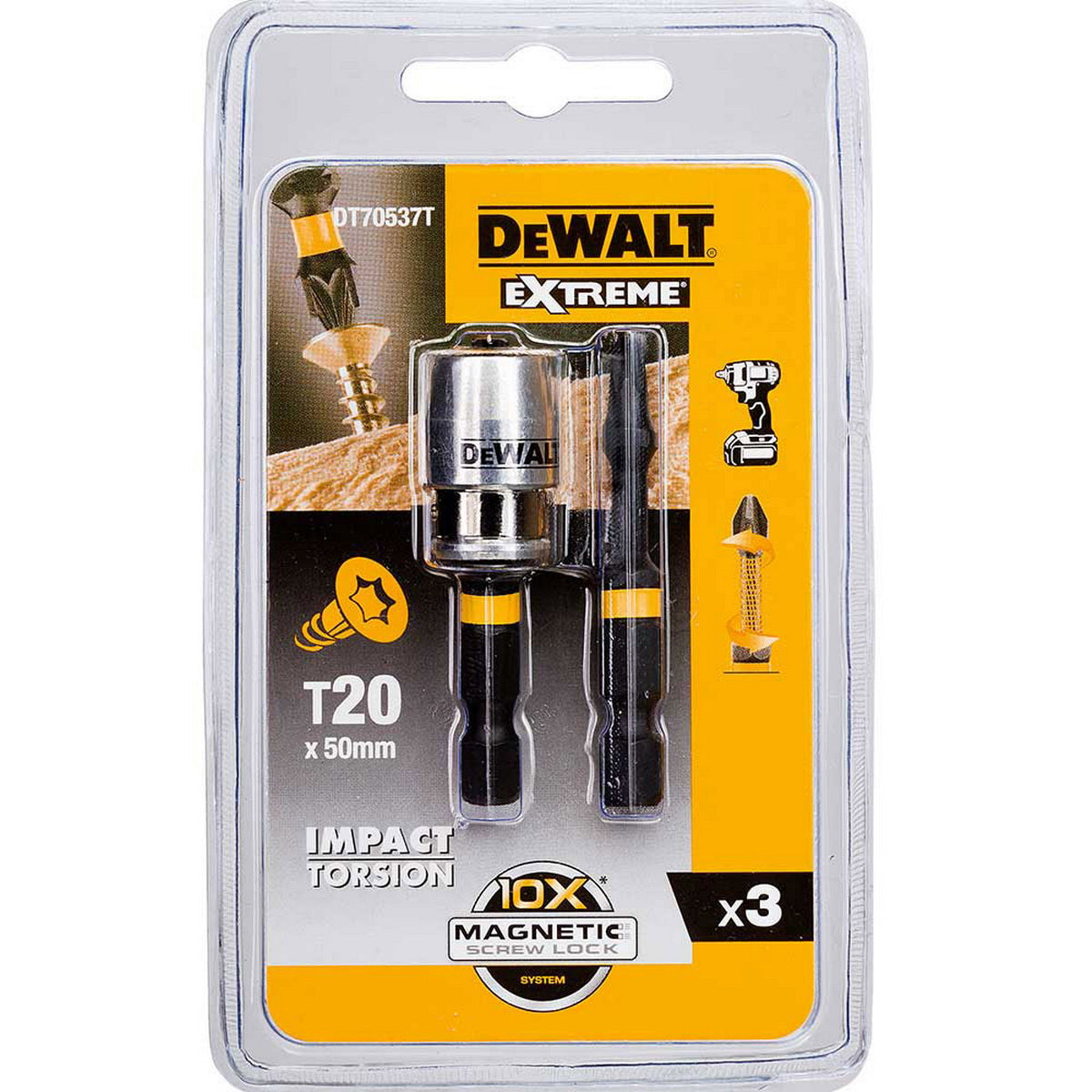 DeWalt DT70537Τ-QZ Συλλογή Μύτες FlextorQ Torxx T20 Με Μαγνητιστή Σετ 3 Τεμ