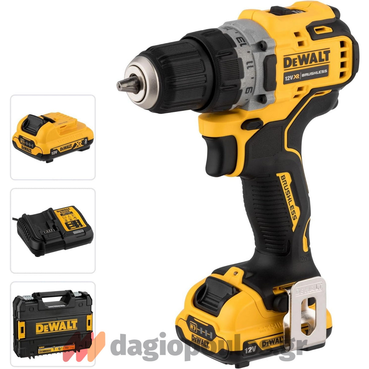 DeWalt DCD701D2 Brushless Κρουστικό Δραπανοκατσάβιδο Μπαταρίας 12V Li-Ion Με 2 Μπαταρίες 2.0Ah & Βαλίτσα T-Stak
