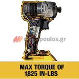 DeWalt DCF887P2 Brushless Παλμικό Κατσαβίδι Μπαταρίας 18V Li-Ion 1/4" 205Nm Με 2 Μπαταρίες 5.0Ah & Βαλίτσα T-Stak