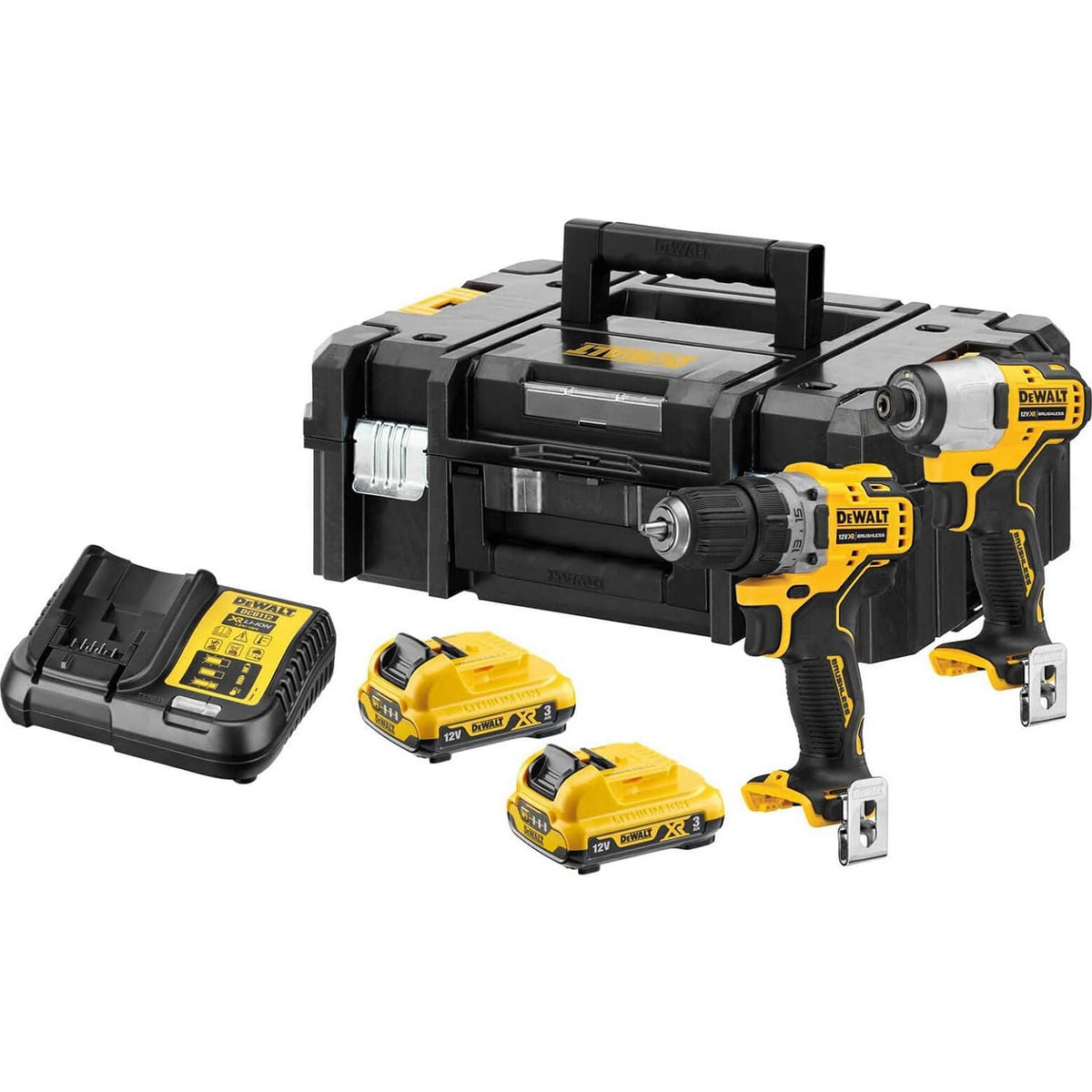 DeWalt DCK2110L2T Συλλογή Brushless Κρουστικό Δραπανοκατσάβιδο Μπαταρίας & Παλμικό Κατσαβίδι 12V Li-Ion Με 2 Μπαταρίες 3.0Ah & Βαλίτσα T-Stak