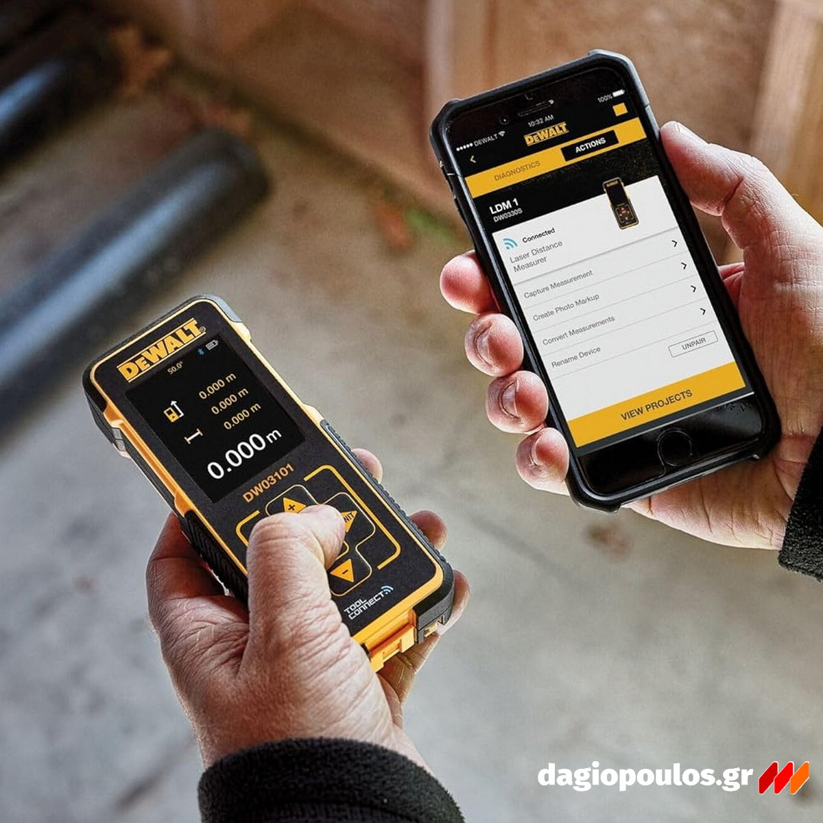 DeWalt DW03101-XJ Αποστασιόμετρο Laser Με Εμβέλεια 100m, Σύνδεση Bluetooth