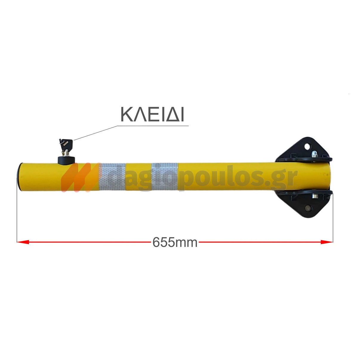 Κολωνάκι Μεταλλικό Στρογγυλό "Σπαστό" Απαγόρευσης Στάθμευσης & Οριοθέτησης Κίτρινο Με Κλειδαριά 65cm