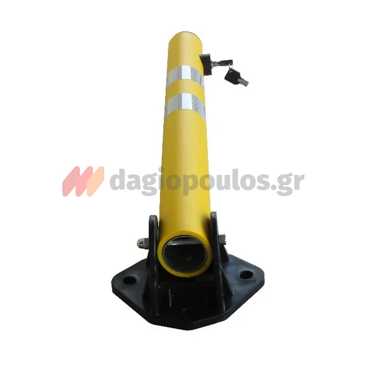 Κολωνάκι Μεταλλικό Στρογγυλό "Σπαστό" Απαγόρευσης Στάθμευσης & Οριοθέτησης Κίτρινο Με Κλειδαριά 65cm