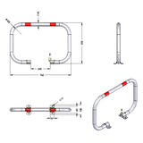 Μπάρα Παρεμπόδισης Παρκαρίσματος Αρθρωτή Γαλβανιζέ Τύπου C Με 2 Πόδια