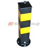 Κολωνάκι Μεταλλικό Τετράγωνο Σταθερό Απαγόρευσης Στάθμευσης & Οριοθέτησης Με Πυραμιδικό Τελείωμα και Κρίκο 52cm Σταθερό