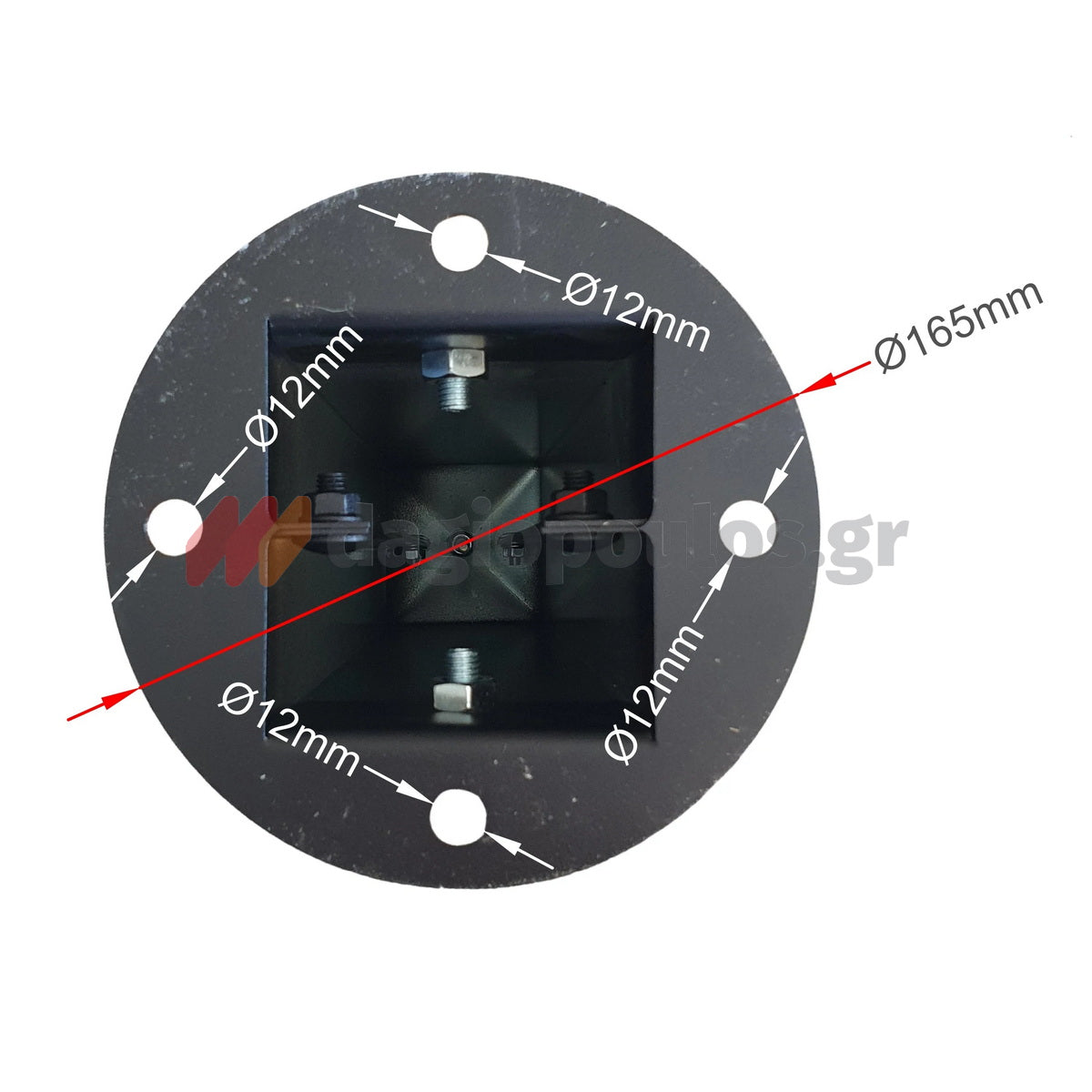 Κολωνάκι Μεταλλικό Τετράγωνο Απαγόρευσης Στάθμευσης & Οριοθέτησης Με Πυραμιδικό Τελείωμα 52cm Σταθερό