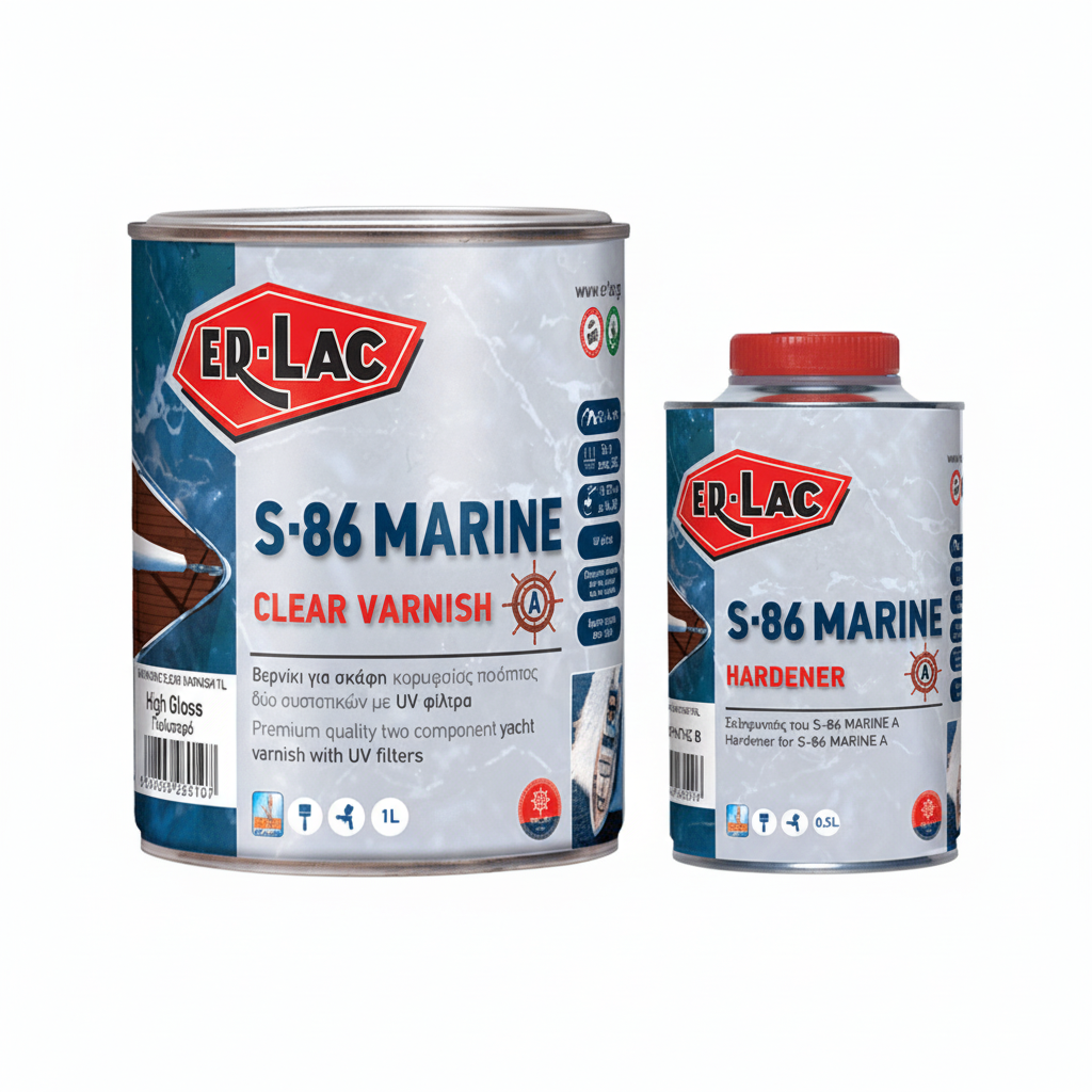 Erlac S-86 Marine VARNISH Βερνίκι Πολυουρεθάνης Υψηλών Αντοχών 2 Συστατικών Για Σκάφη ΓΥΑΛΙΣΤΕΡΟ