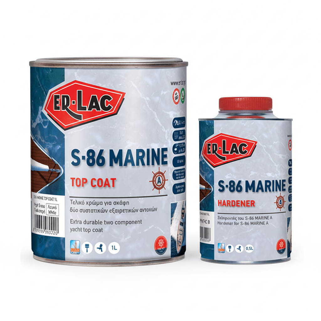 Erlac S86 Marine TOP COAT Τελικό Χρώμα 2 Συστατικών Για Σκάφη ΛΕΥΚΟ SATINE