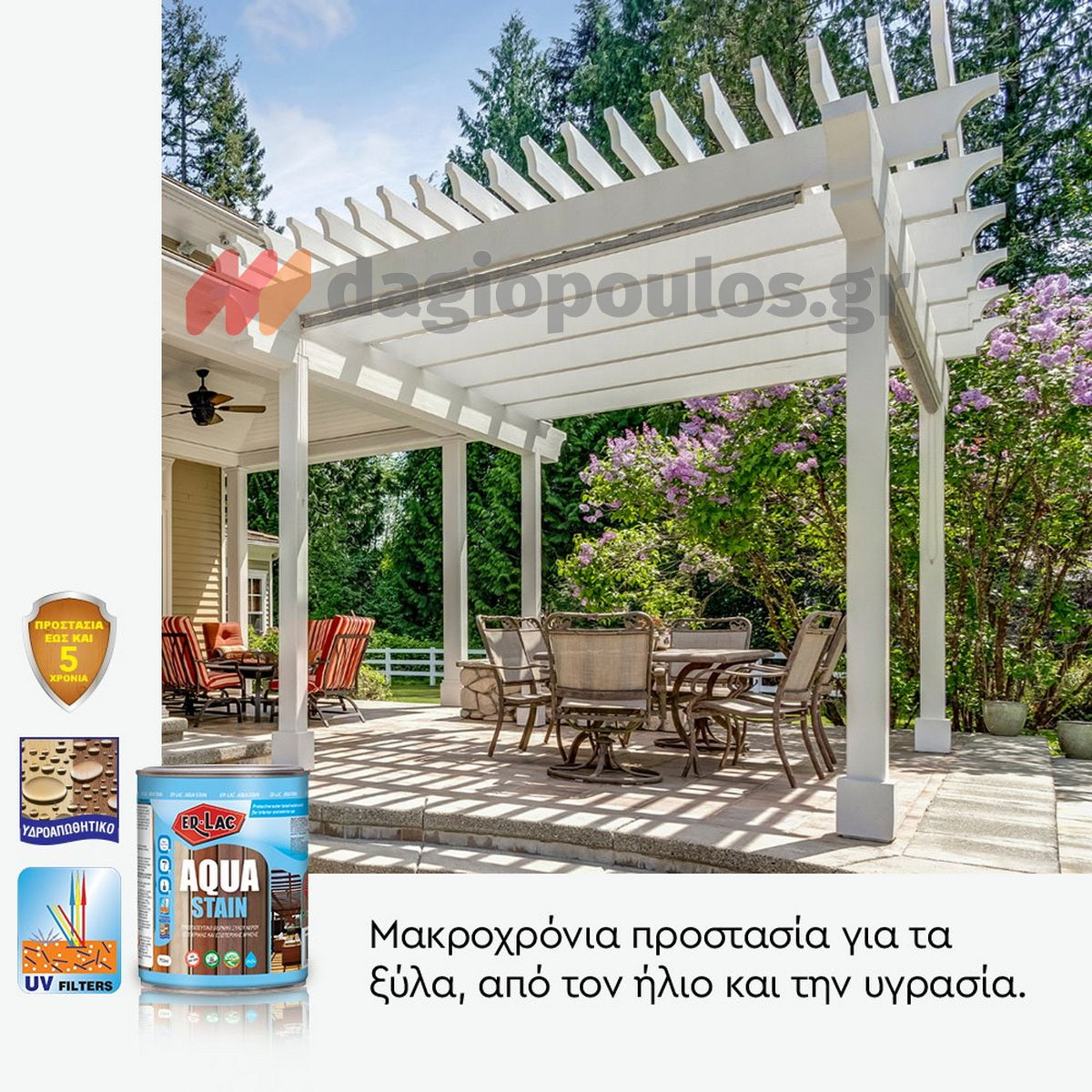 Erlac Aqua Stain Άοσμο Υδατοδιαλυτό Βερνίκι Εμποτισμού Ξύλου Ματ 2020 Άχρωμο