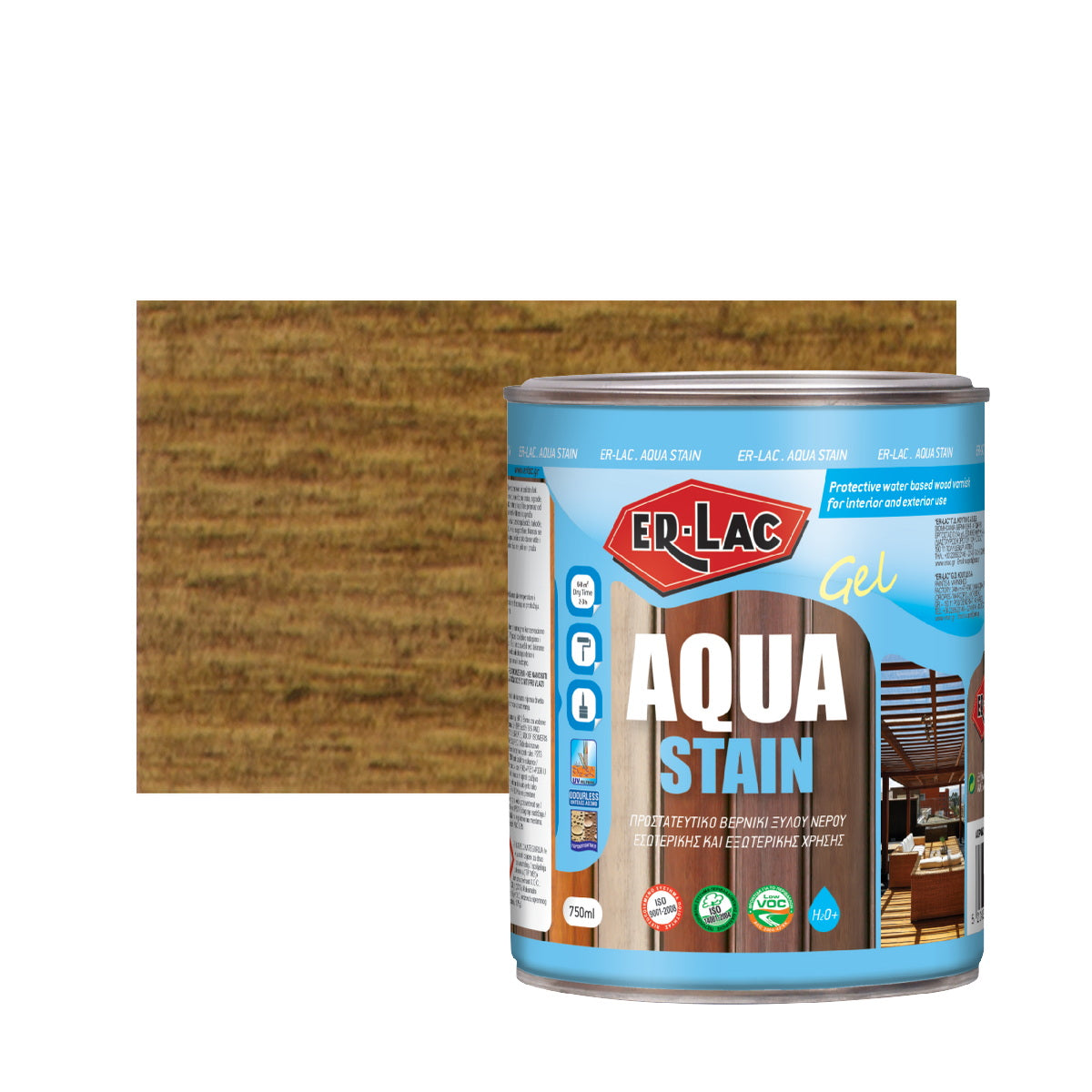 Erlac Aqua Stain Gel Άοσμο Βερνίκι Εμποτισμού Ξύλου Νερού 2003 Άνοιχτή Καρυδιά
