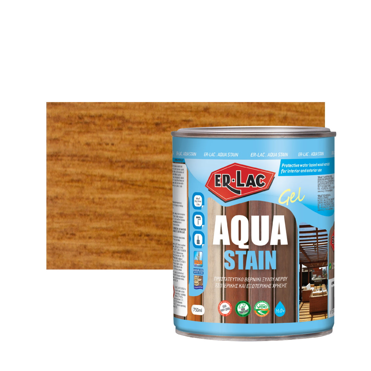 Erlac Aqua Stain Gel Άοσμο Βερνίκι Εμποτισμού Ξύλου Νερού 2005 Καστανιά