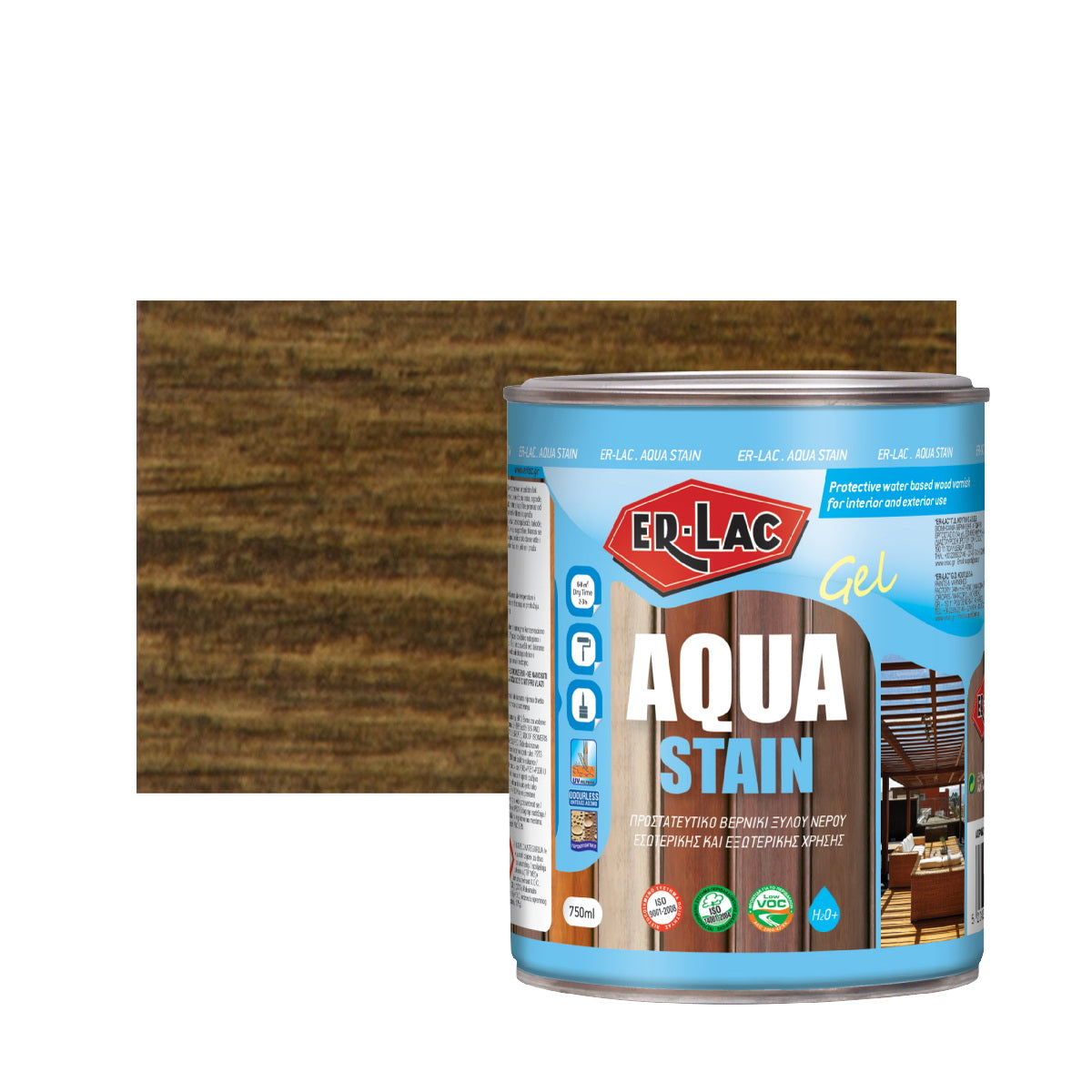 Erlac Aqua Stain Gel Άοσμο Βερνίκι Εμποτισμού Ξύλου Νερού 2007 Καρυδιά