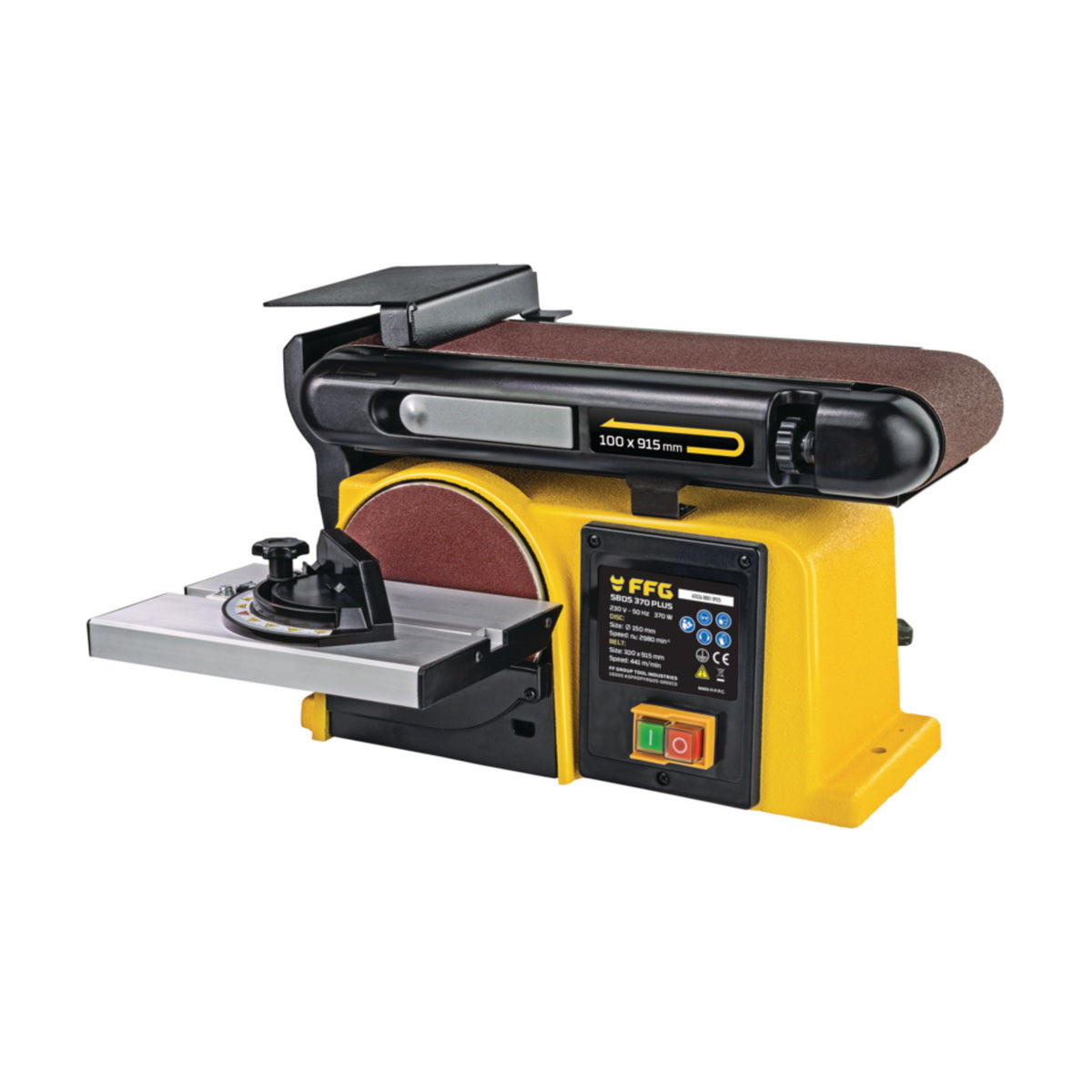 FF Group SBDS 370 PLUS 45526 Ταινιολειαντήρας Πάγκου Με Τροχό Λείανσης 370W 150mm