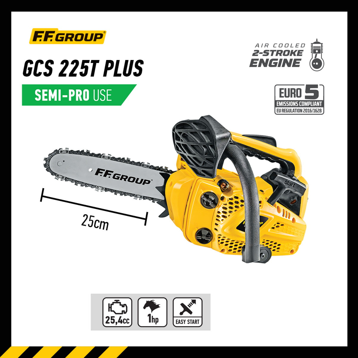 FF Group GCS 225T PLUS 45556 Κλαδευτικό Αλυσοπρίονο Βενζίνης 0.75Hp 25.4cc Λάμα 25cm
