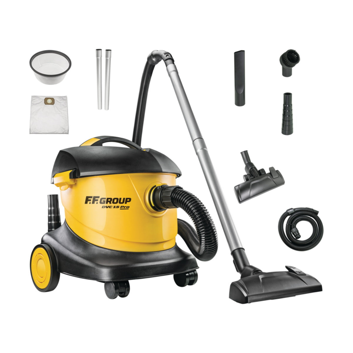 FF Group DVC 15 PRO 43499 Επαγγελματική Ηλεκτρική Σκούπα Στερεών 800W Με Κάδο 15Ltr