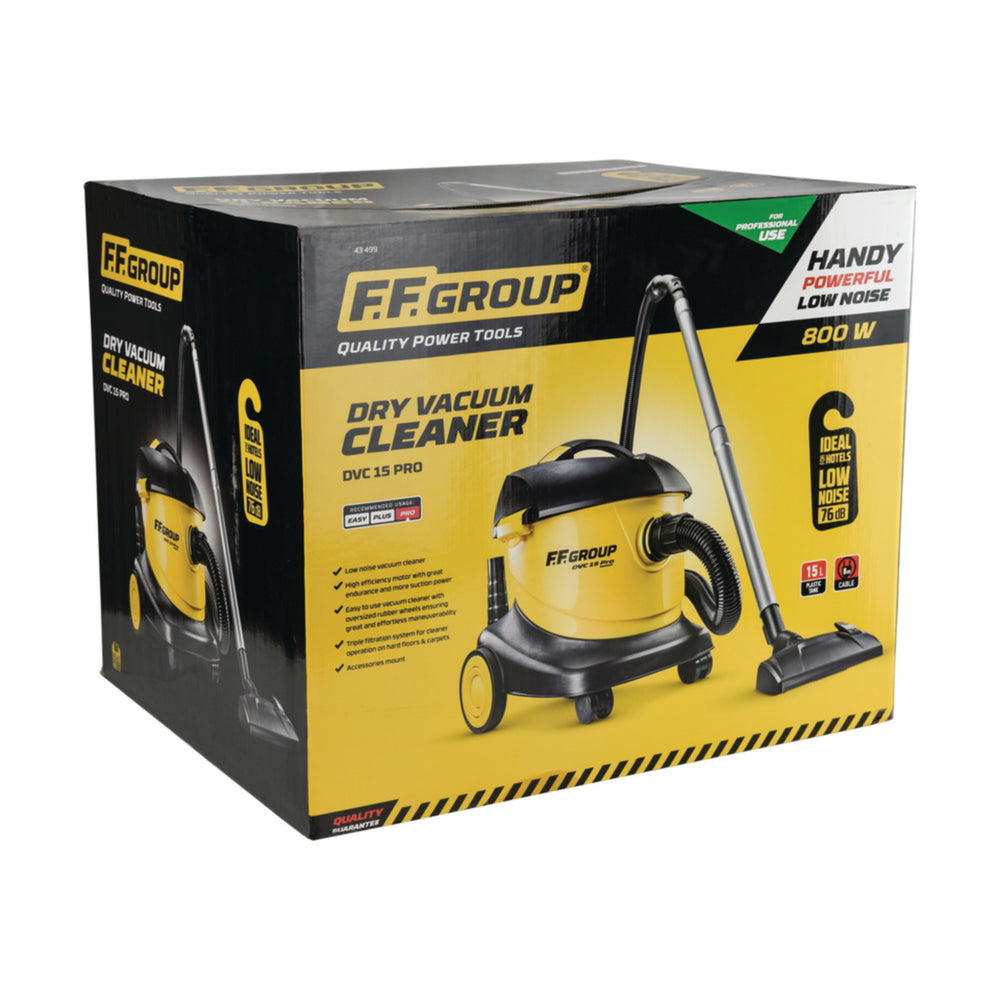 FF Group DVC 15 PRO 43499 Επαγγελματική Ηλεκτρική Σκούπα Στερεών 800W Με Κάδο 15Ltr