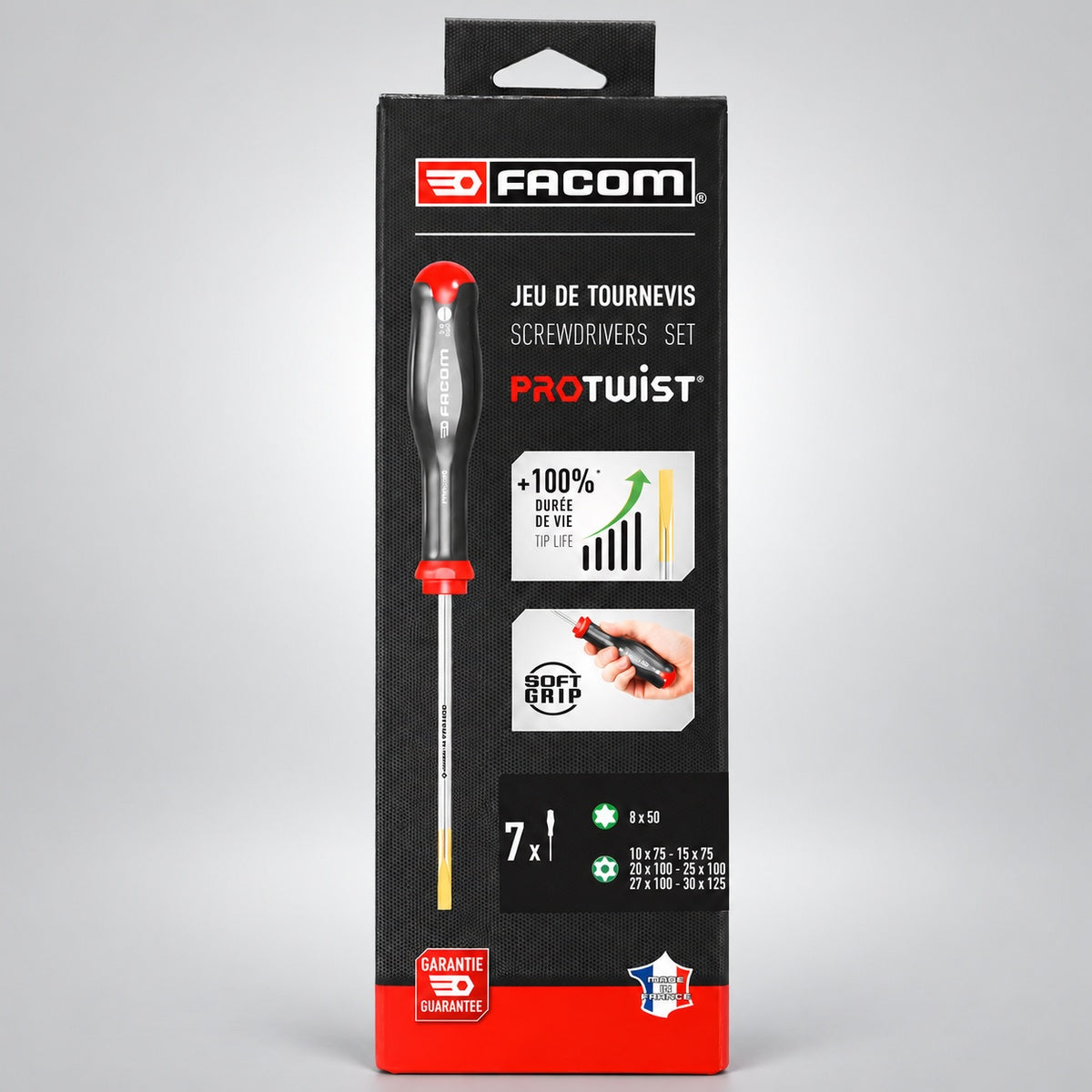 Facom ATXR.J7PB Σετ Κατσαβίδια Χειρός Torx / Resistorx 7 Τεμαχίων — γκρι φόντο στούντιο