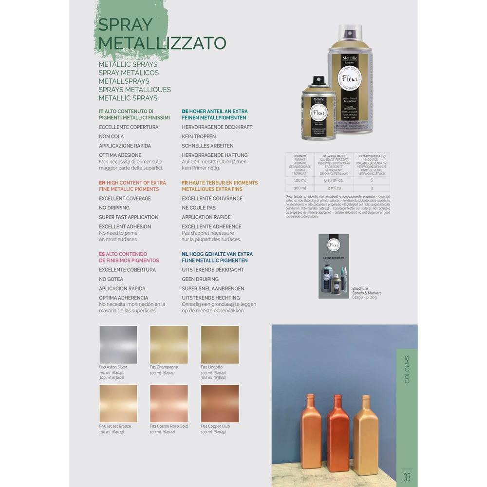 Fleur Metallic Spray ΜΕΤΑΛΛΙΚΟ Χρώμα Σπρέι Νερού F90 Aston Silver (ΑΣΗΜΙ)