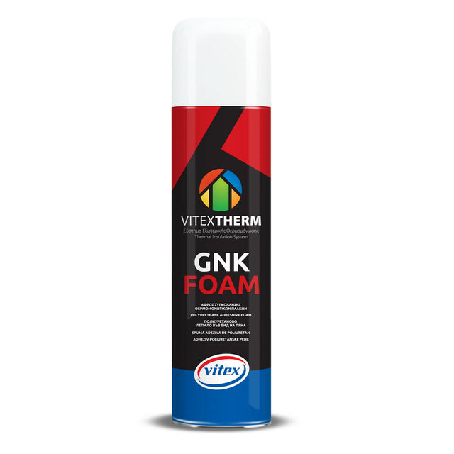 Vitextherm GNK Foam Αφρός Πολυουρεθάνης Για Τη Συγκόλληση Θερμομονωτικών Πλακών Πολυστερίνης Κίτρινο 750ml | Dagiopoulos.gr