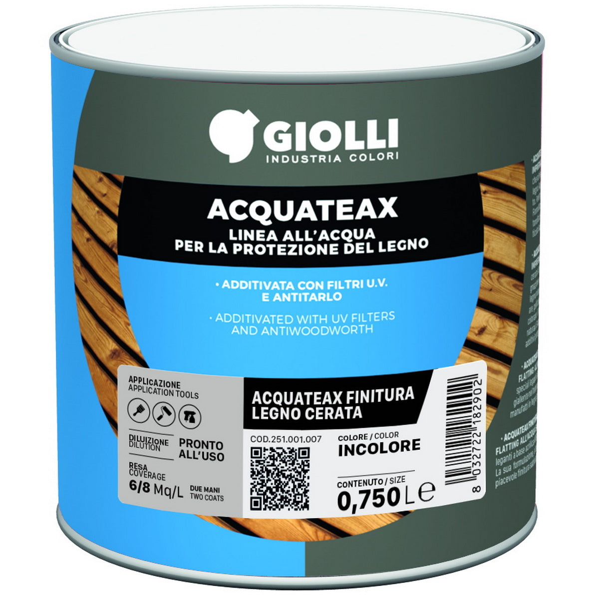 Giolli 136 Acquateax Finitura Protettiva Cerata Διαφανές Βερνίκι Νερού με Βελούδινο Ματ Φινίρισμα & Επιπλέον Αντι-UV Προστασία