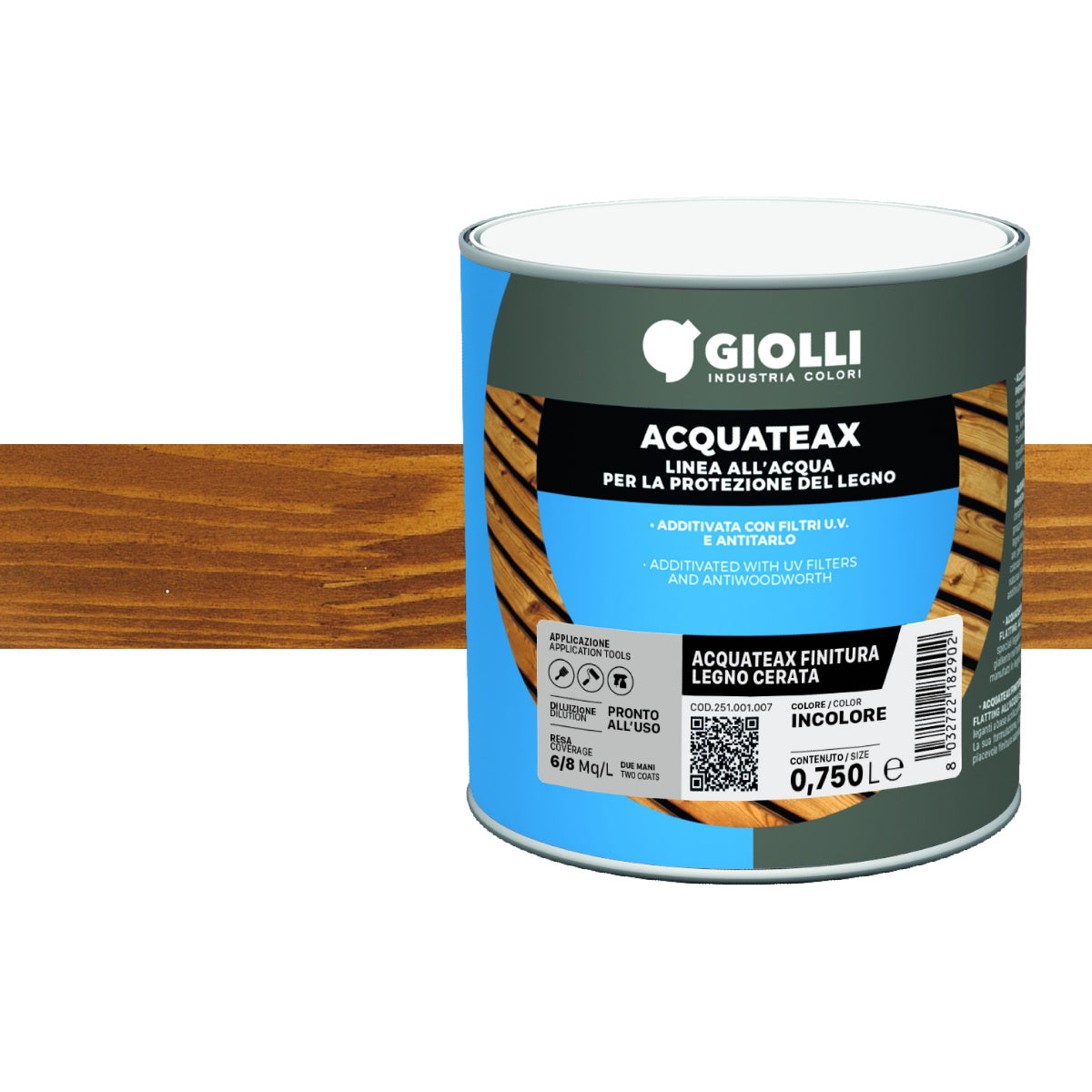 Giolli 264 Acquateax Impregnante Cerato Βερνίκι Εμποτισμού Ξύλου Νερού Με Κερί Ματ ΜΑΟΝΙ (MOGANO)