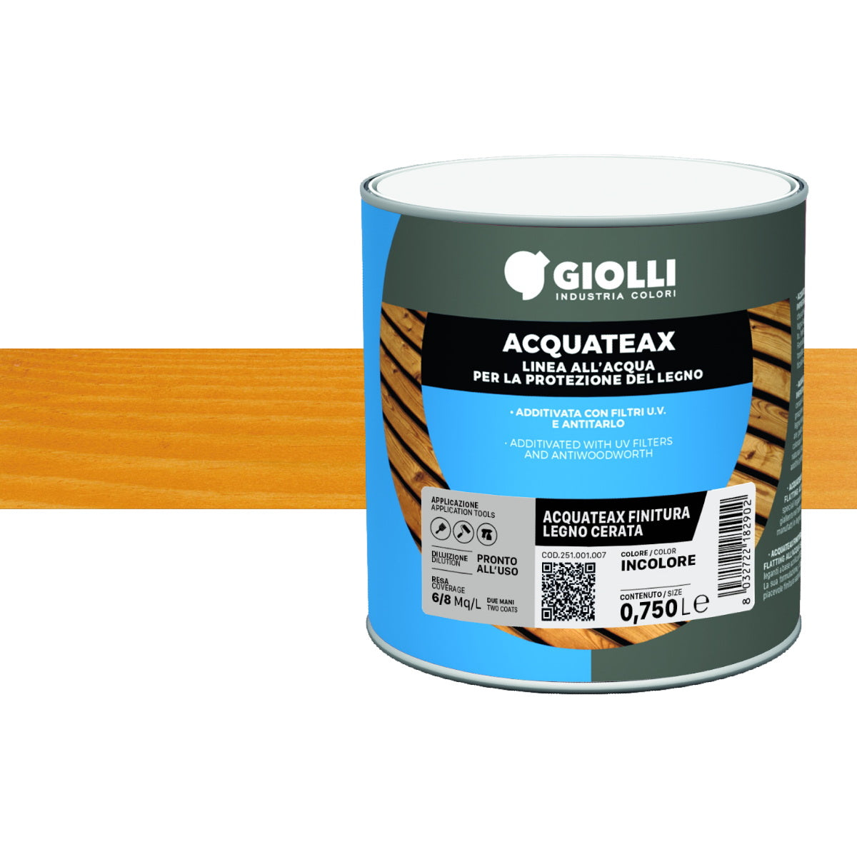 Giolli 264 Acquateax Impregnante Cerato Βερνίκι Εμποτισμού Ξύλου Νερού Με Κερί Ματ ΠΕΥΚΟ (PINO)