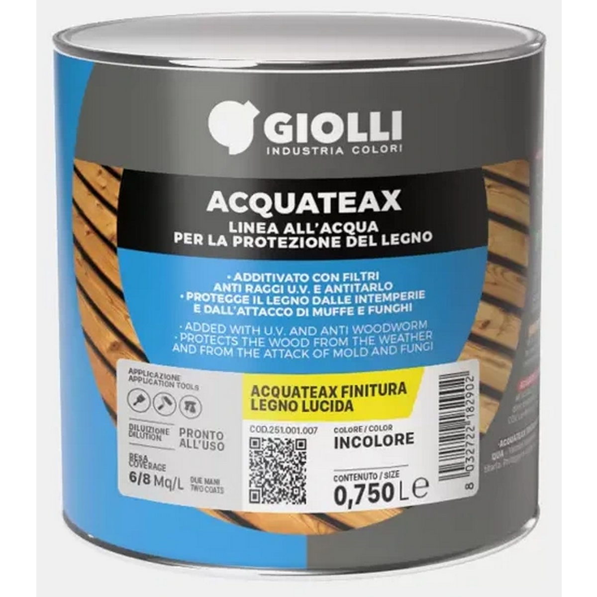 Giolli 266 Acquateax Finitura Lucida Βερνίκι Ξύλου Νερού (Θαλάσσης) Με Anti-UV Προστασία Γυαλιστερό