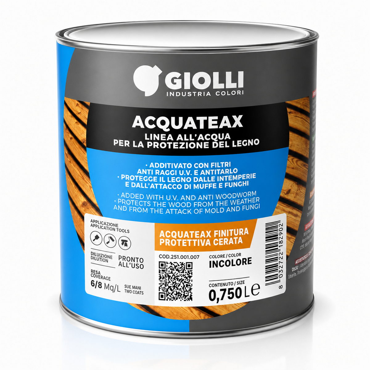 Giolli 136 Acquateax Finitura Protettiva Cerata Διαφανές Βερνίκι Νερού με Βελούδινο Ματ Φινίρισμα & Επιπλέον Αντι-UV Προστασία