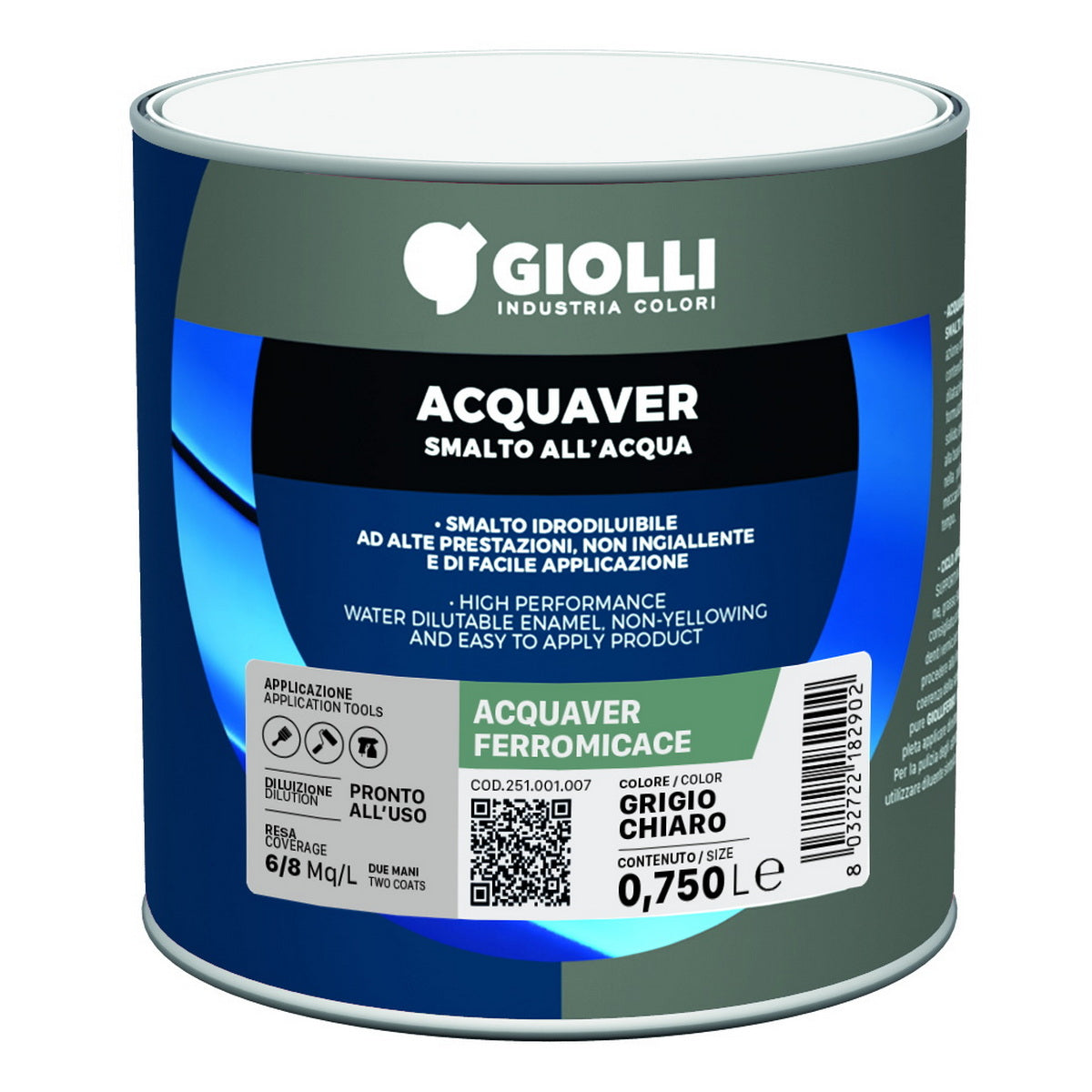 Giolli 762 Acquaver Ferromicace Ανάγλυφο Ματ Αντισκωριακό Χρώμα Μετάλλων ΝΕΡΟΥ Marrone Caldo