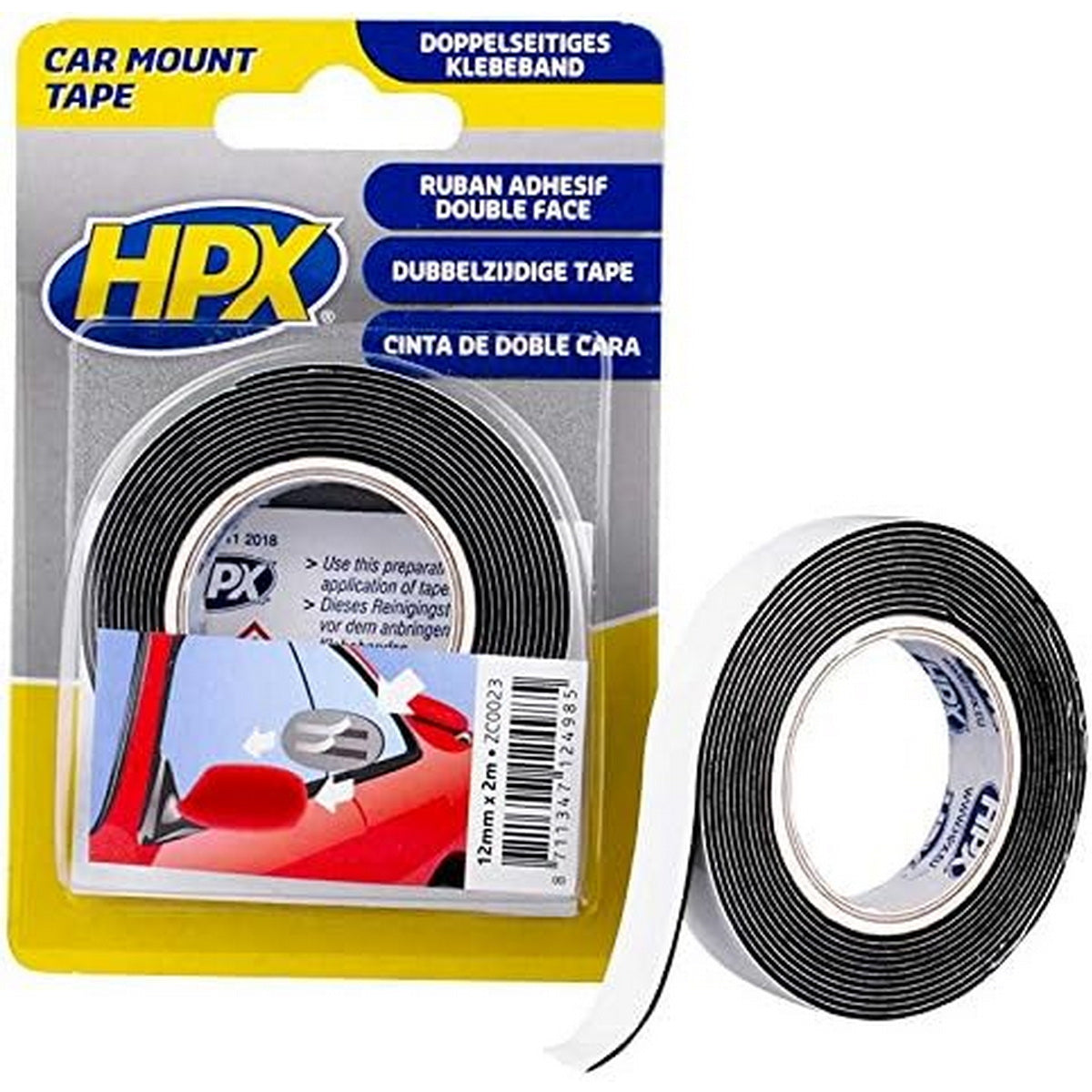 HPX ZC0023 Car Mount Tape Αφρώδης Ταινία Διπλής Όψης Auto 12mm x 2mtr ΜΑΥΡΗ