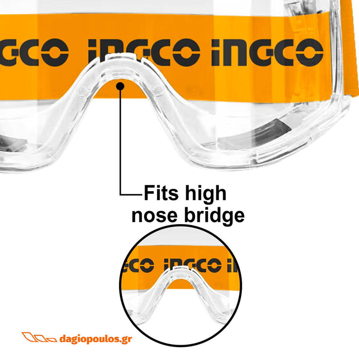 INGCO HSG10 Γυαλιά Εργασίας Με Οπτικό Πεδίο 180° | Dagiopoulos.gr