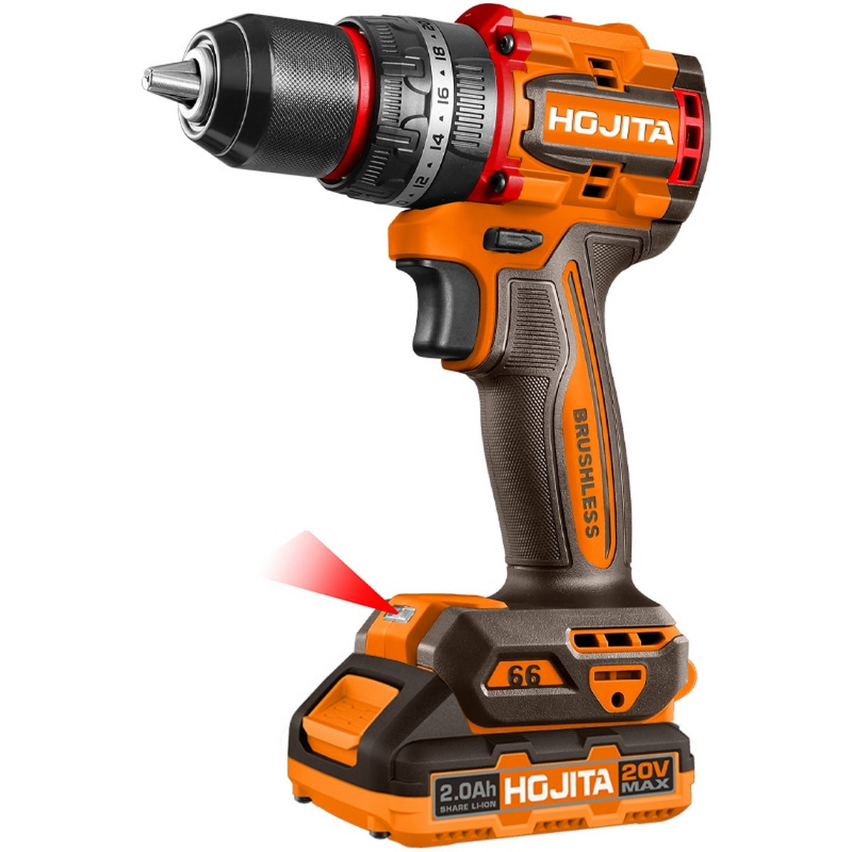 Hojita HJCID20668E Brushless Κρουστικό Δραπανοκατσάβιδο Μπαταρίας 66Nm20V Li-Ion Με 2 Μπαταρίες 2.0Ah – Βαλίτσα