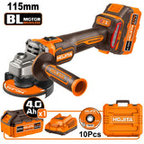 Hojita HJLAPM531E Brushless Γωνιακός Τροχός Μπαταρίας 20V Li-Ion 125mm-Μπαταρία 4.0Ah-Βαλίτσα