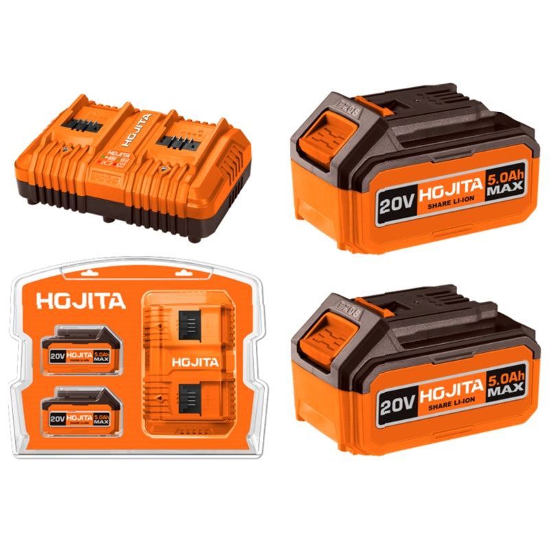 Hojita HJLBP452 Σετ 2 Μπαταρίες 20V Li-Ion 5.0Ah & Διπλός Φορτιστής 4Α