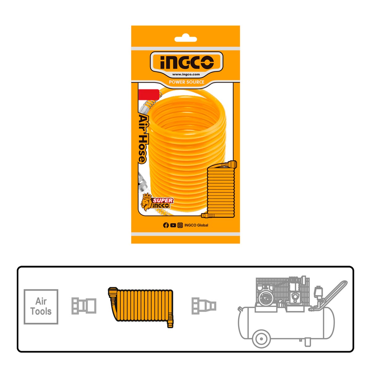 Ingco AH1151 Λάστιχο Αέρος Σπιράλ 15m
