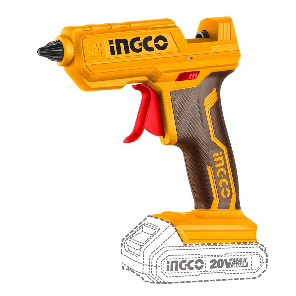 INGCO CGGLI2001 Πιστόλι Θερμικής Σιλικόνης Κόλλας Μπαταρίας 20V Li-Ion SOLO