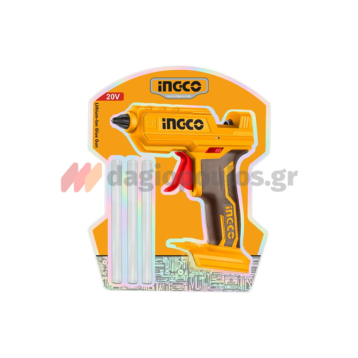 INGCO CGGLI2001 Πιστόλι Θερμικής Σιλικόνης Κόλλας Μπαταρίας 20V Li-Ion SOLO