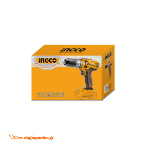 INGCO CIDLI20602 Brushless Κρουστικό Δραπανοκατσάβιδο Μπαταρίας 20V Li-Ion Με 2 Μπαταρίες 2.0Ah | Dagiopoulos.gr