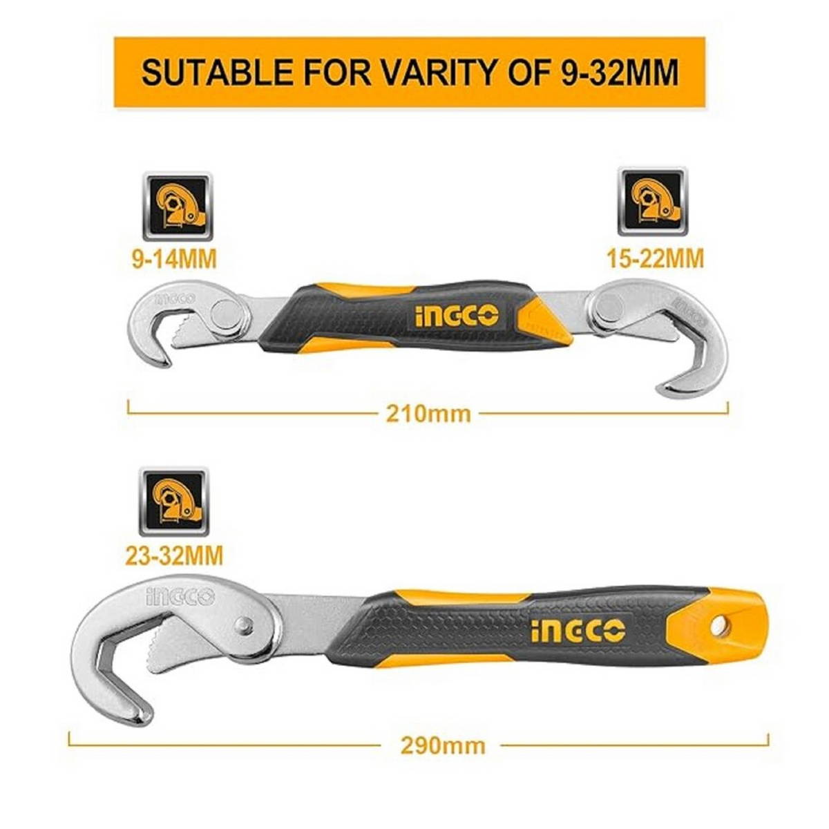 Ingco HBWS110808 Πολύκλειδα 9-32mm Σετ 2 Τεμ