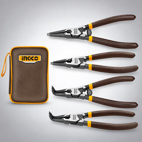 Ingco HCCPS26180 σετ τεσσάρων ασφαλειοτσίμπιδων 180 mm με ίσιες και κυρτές κεφαλές και υφασμάτινη θήκη