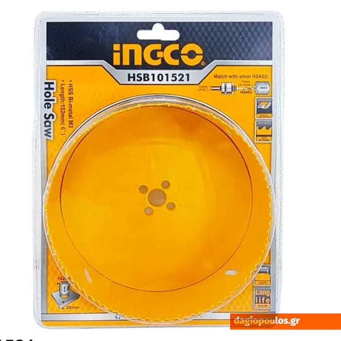 Ingco HSB101521 Ποτηροτρύπανα Bi-Metal 152mm | dagiopoulos.gr