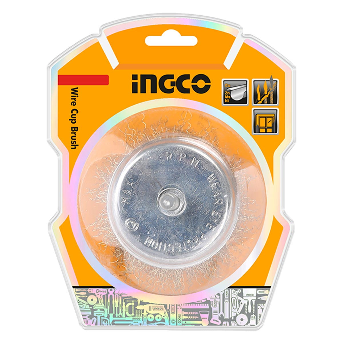INGCO WB30501 Βούρτσα Συρμάτινη (Συρματόβουρτσα) Δραπάνου Καμπάνα Με Άξονα 50mm
